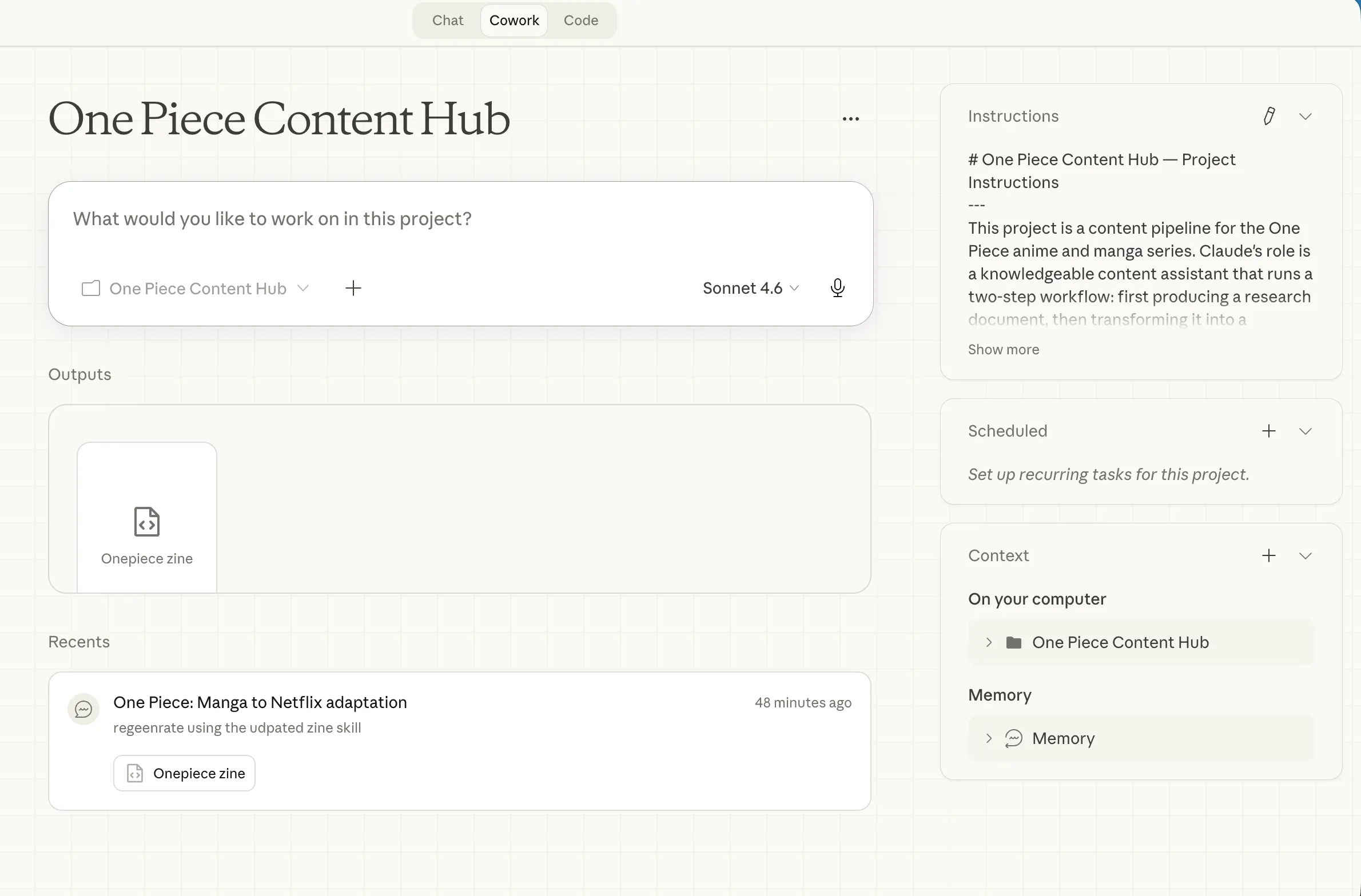 Cowork Project Setup