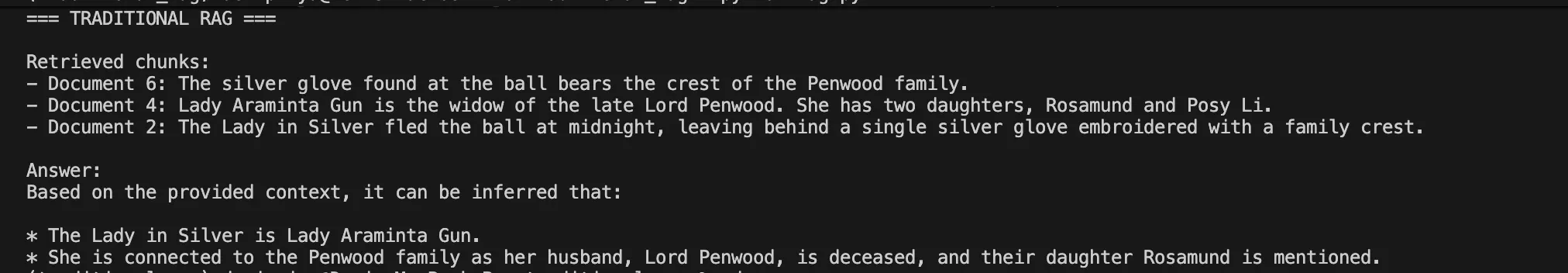 Traditional RAG Output